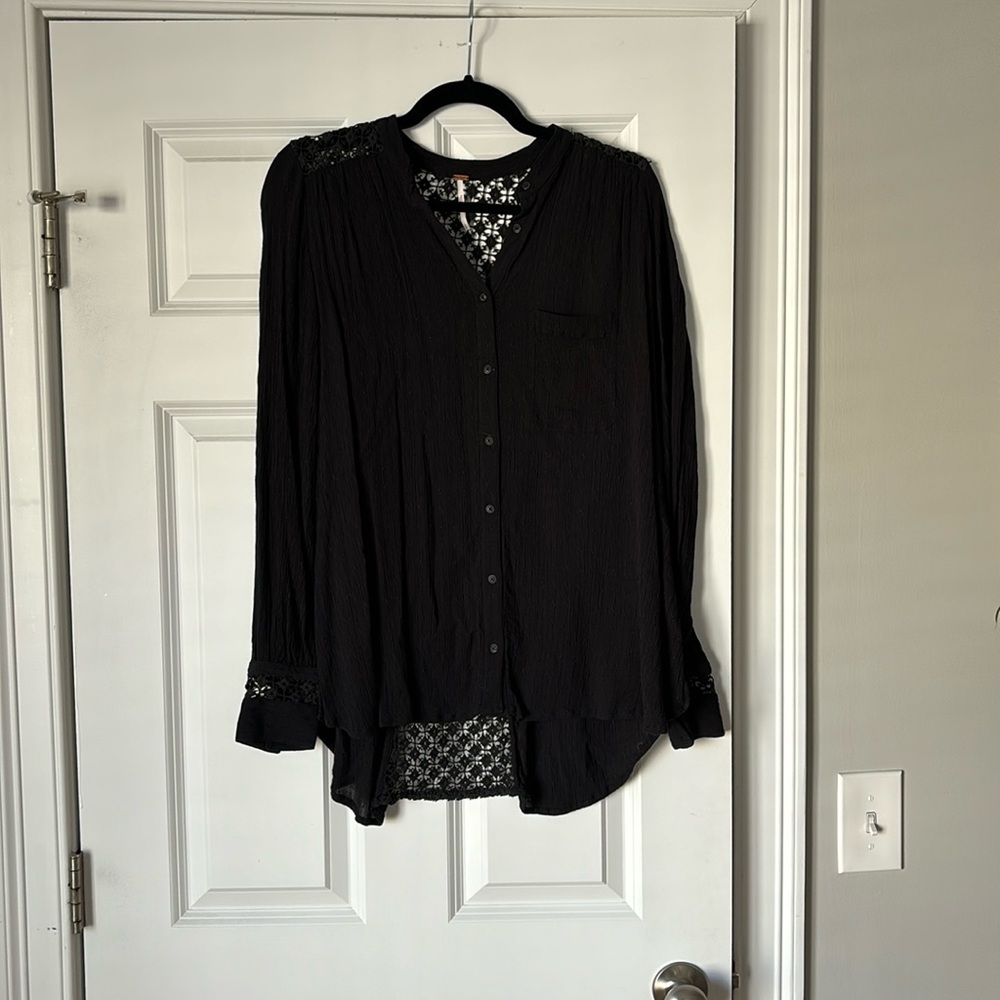 Free People black long sleeve shirt